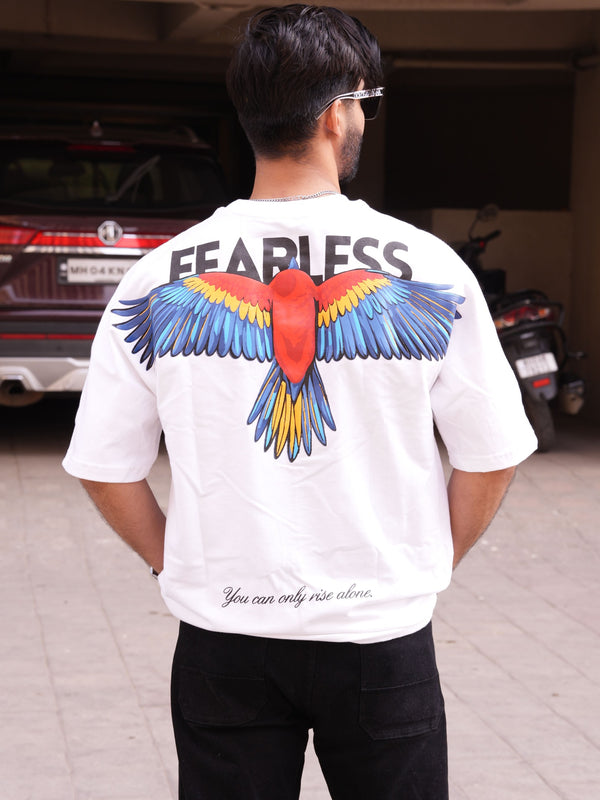 Fearless White Oversized Graphic Tee | 220 GSM 100% Cotton