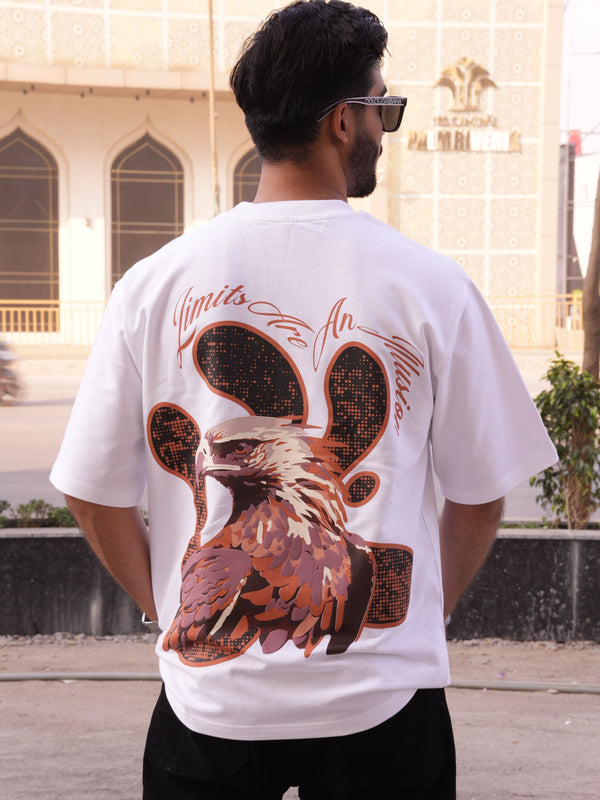 Limits Are An Illusion White Oversized Graphic Tee | 220 GSM 100% Cotton