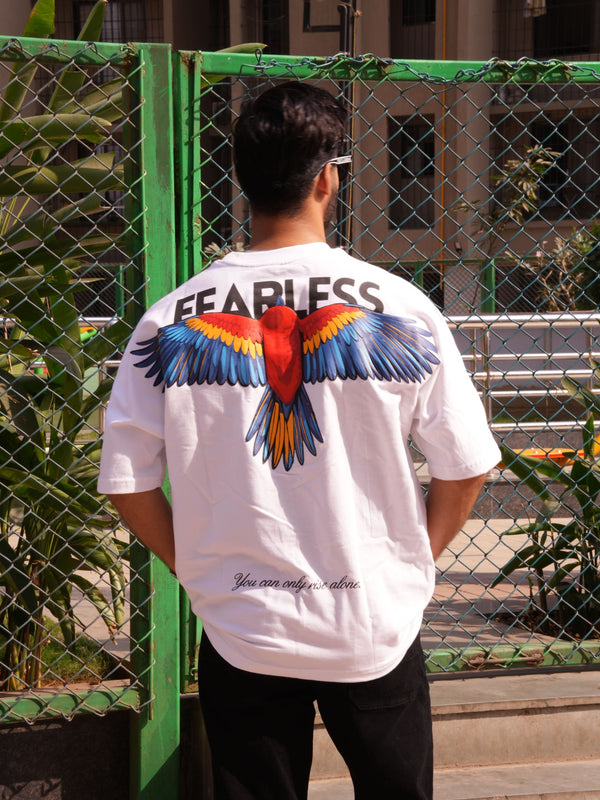 Fearless White Oversized Graphic Tee | 220 GSM 100% Cotton