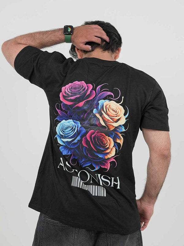 Astonish Black Oversized Graphic Tee | 220 GSM 100% Cotton