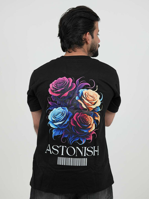 Astonish Black Oversized Graphic Tee | 220 GSM 100% Cotton