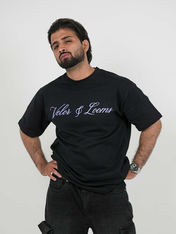 Love Unsinkable Black Oversized Tee | 220 GSM 100% Cotton | Velor & Looms