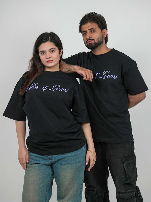 Love Unsinkable Black Oversized Tee | 220 GSM 100% Cotton | Velor & Looms
