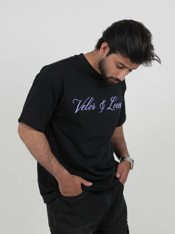 Love Unsinkable Black Oversized Tee | 220 GSM 100% Cotton | Velor & Looms