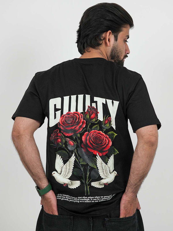Guilty Black Oversized Graphic Tee | 220 GSM 100% Cotton