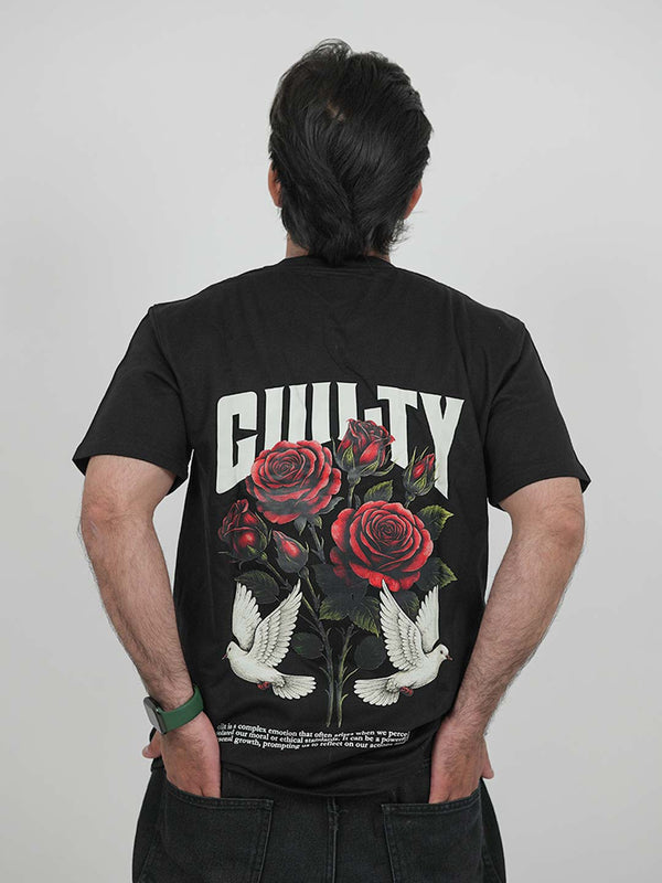 Guilty Black Oversized Graphic Tee | 220 GSM 100% Cotton