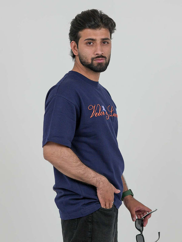 Bloom With Confidence Navy Blue Oversized Tee | 220 GSM 100% Cotton