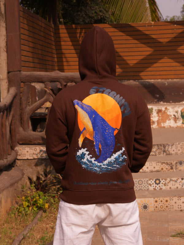 Oceanic Brown Oversized Graphic Hoodie | 400 GSM Premium Fleece