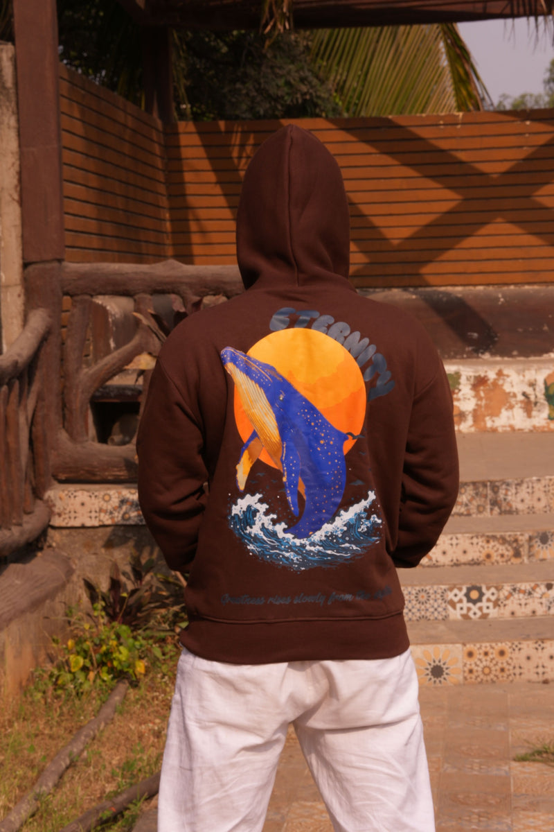 Oceanic Brown Oversized Graphic Hoodie | 400 GSM Premium Fleece