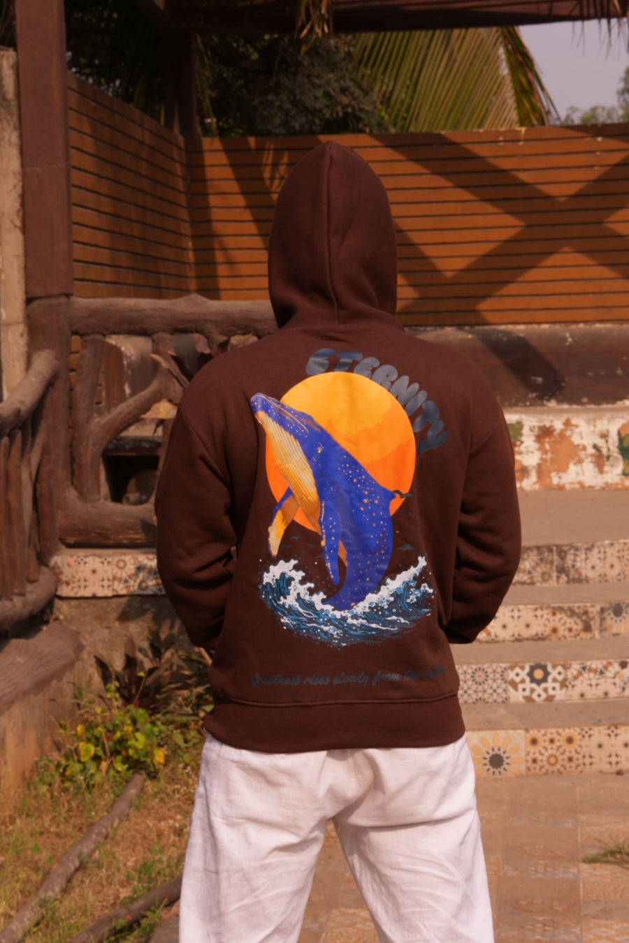 Oceanic Brown Oversized Graphic Hoodie | 400 GSM Premium Fleece