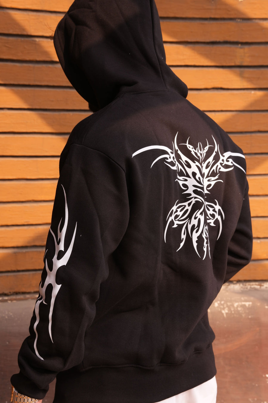 Tribal Black Oversized Graphic Hoodie | 400 GSM Premium Fleece