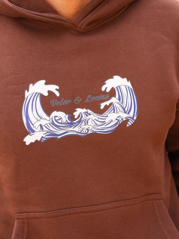 Oceanic Brown Oversized Graphic Hoodie | 400 GSM Premium Fleece
