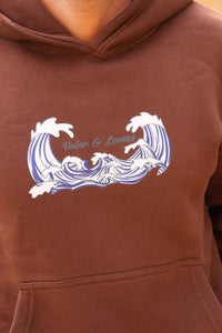 Oceanic Brown Oversized Graphic Hoodie | 400 GSM Premium Fleece