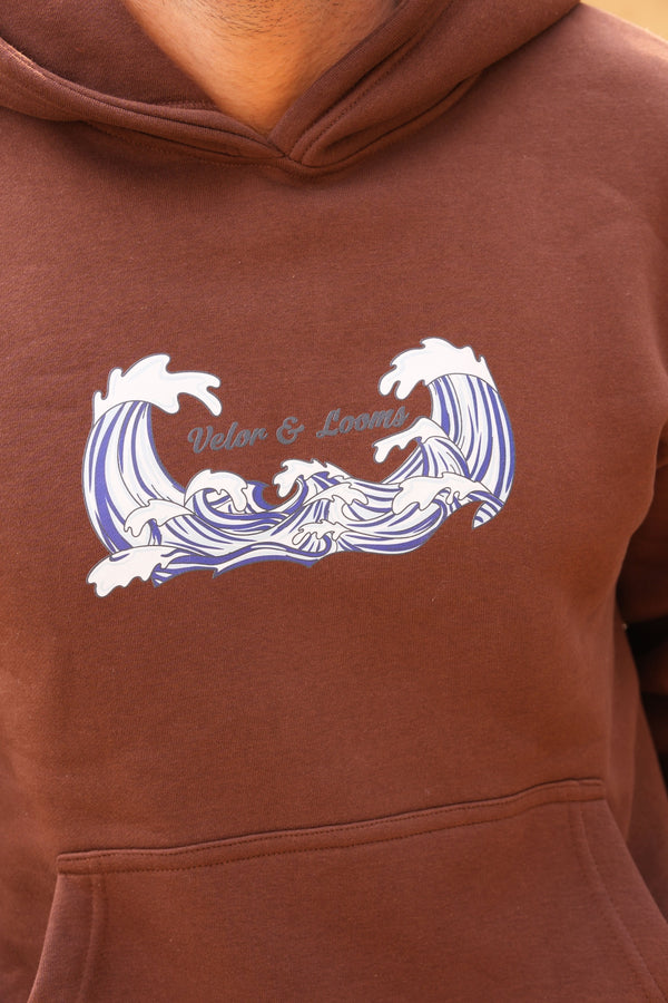 Oceanic Brown Oversized Graphic Hoodie | 400 GSM Premium Fleece