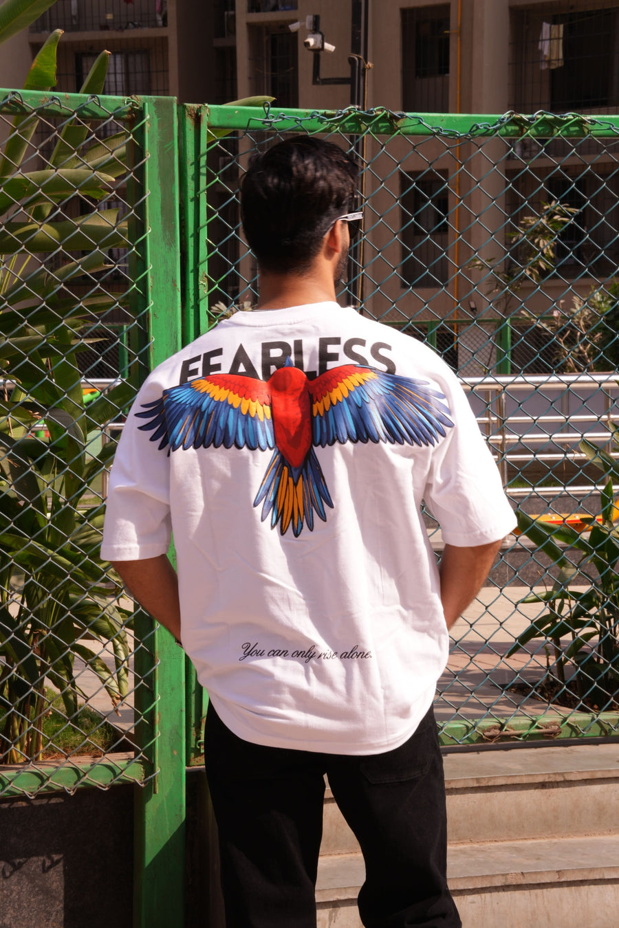 Fearless White Oversized Graphic Tee | 220 GSM 100% Cotton