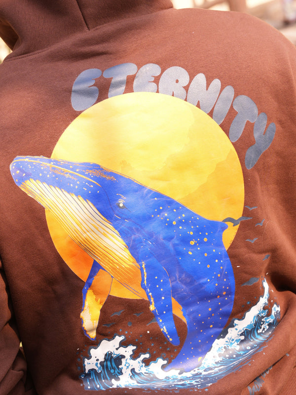 Oceanic Brown Oversized Graphic Hoodie | 400 GSM Premium Fleece