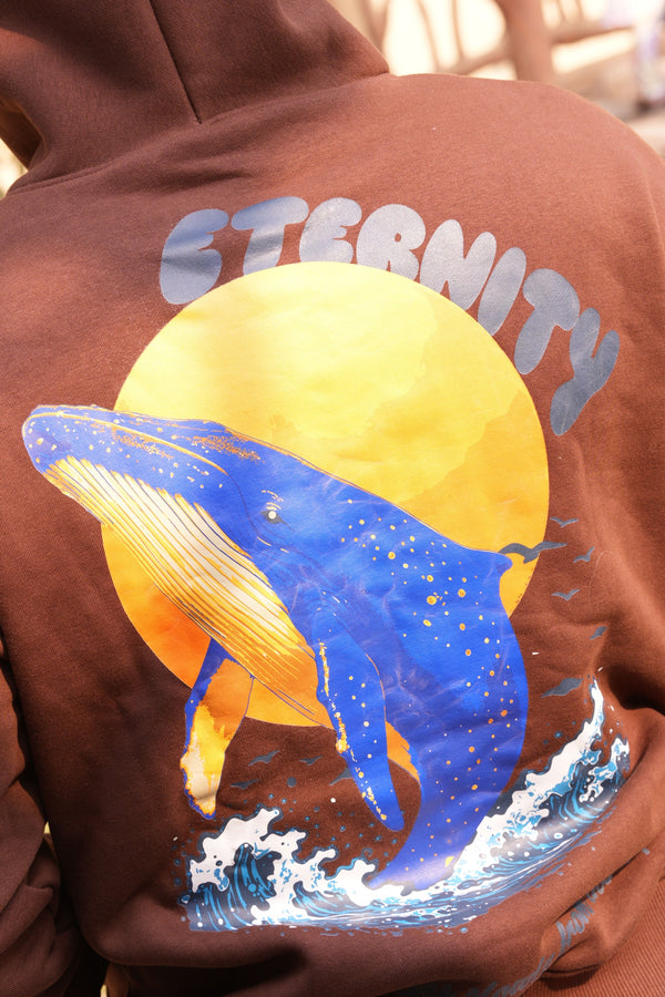 Oceanic Brown Oversized Graphic Hoodie | 400 GSM Premium Fleece