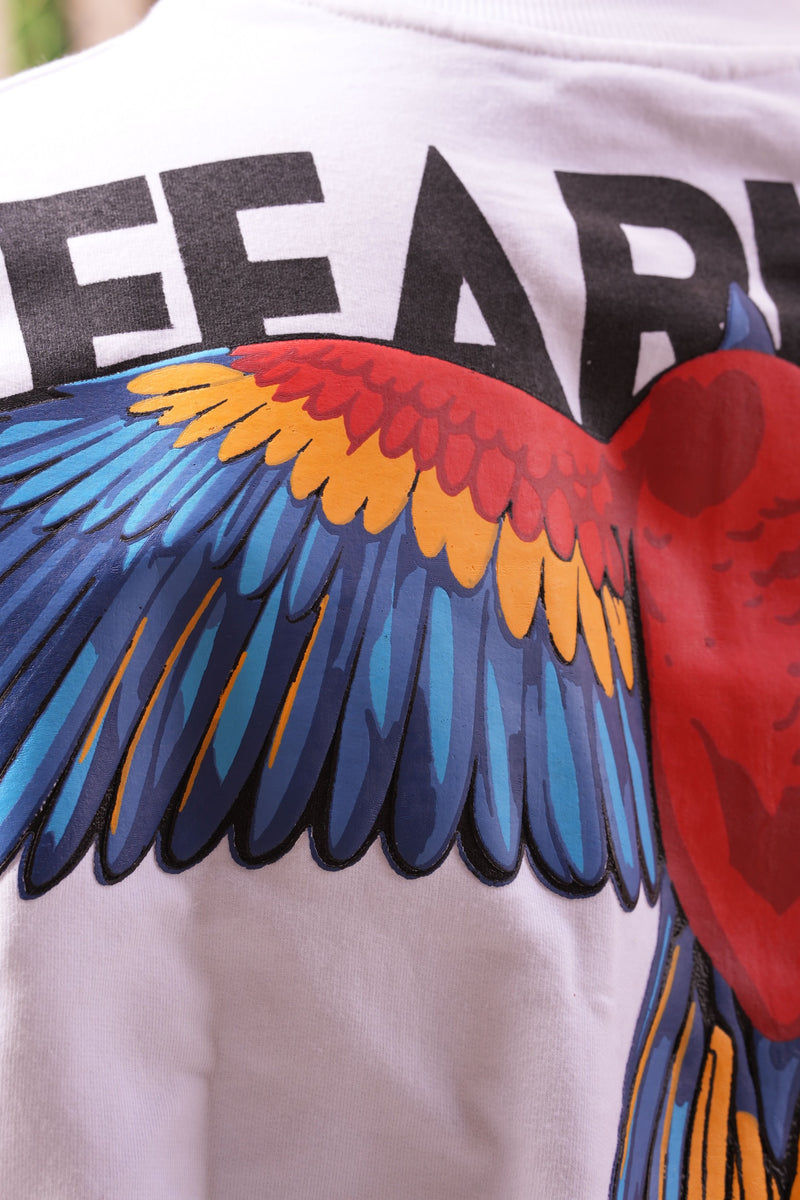 Fearless White Oversized Graphic Tee | 220 GSM 100% Cotton