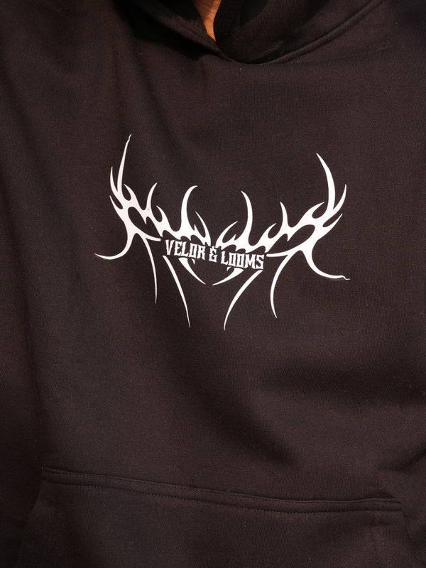 Tribal Black Oversized Graphic Hoodie | 400 GSM Premium Fleece