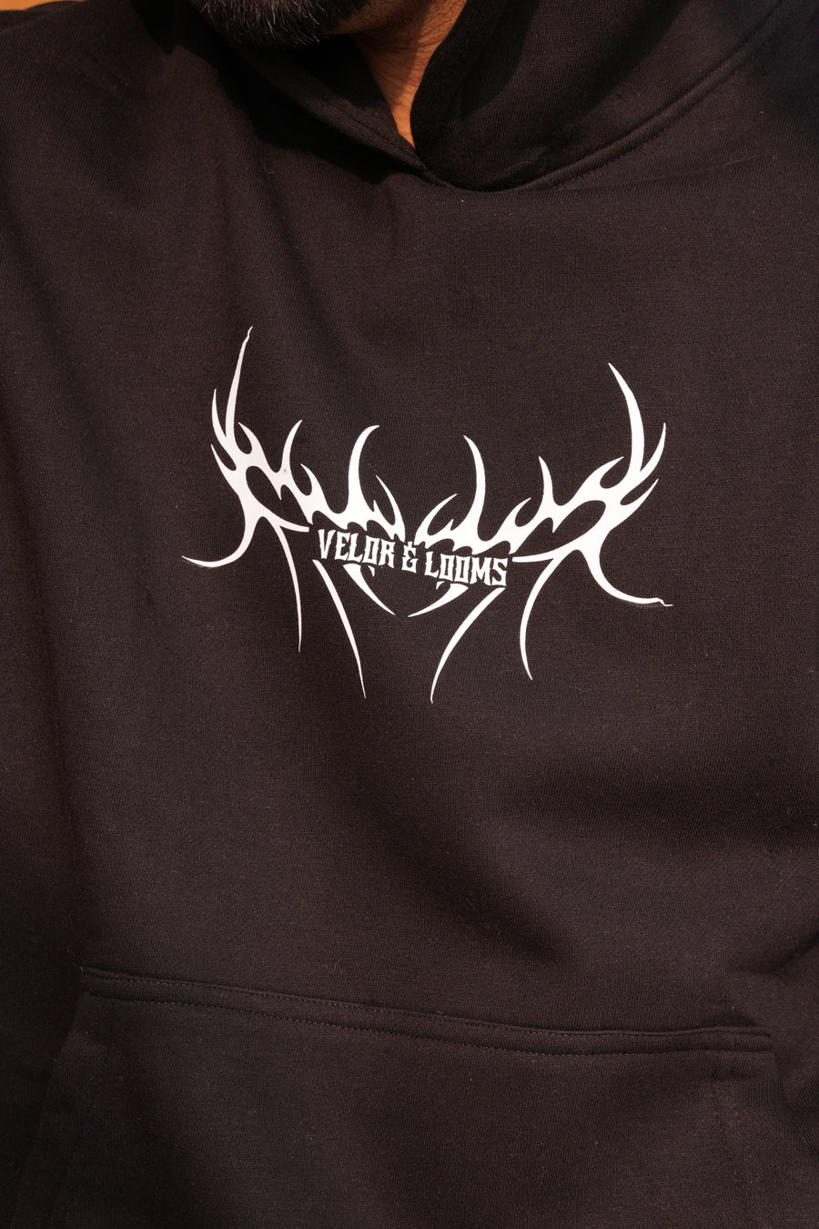 Tribal Black Oversized Graphic Hoodie | 400 GSM Premium Fleece