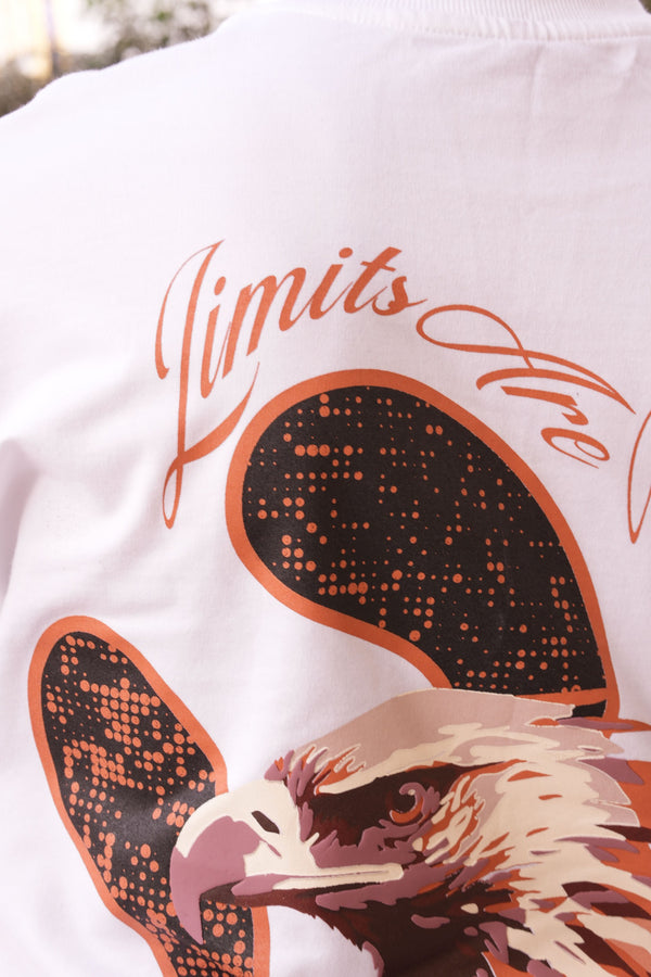 Limits Are An Illusion White Oversized Graphic Tee | 220 GSM 100% Cotton