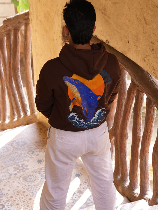 Oceanic Brown Oversized Graphic Hoodie | 400 GSM Premium Fleece