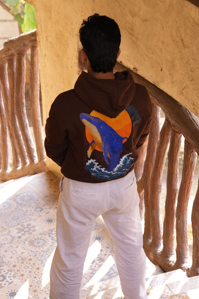 Oceanic Brown Oversized Graphic Hoodie | 400 GSM Premium Fleece