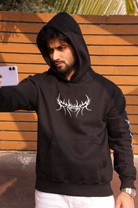 Tribal Black Oversized Graphic Hoodie | 400 GSM Premium Fleece