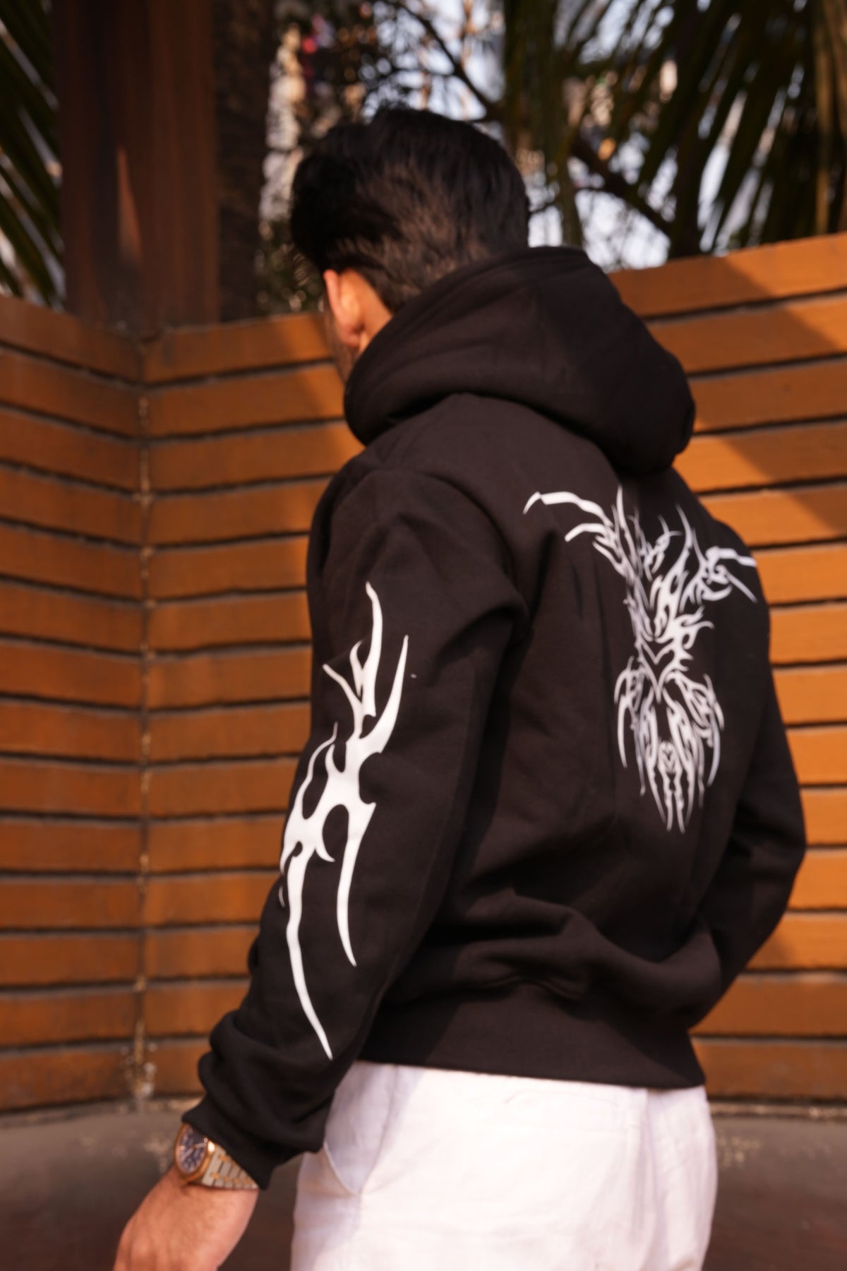 Tribal Black Oversized Graphic Hoodie | 400 GSM Premium Fleece