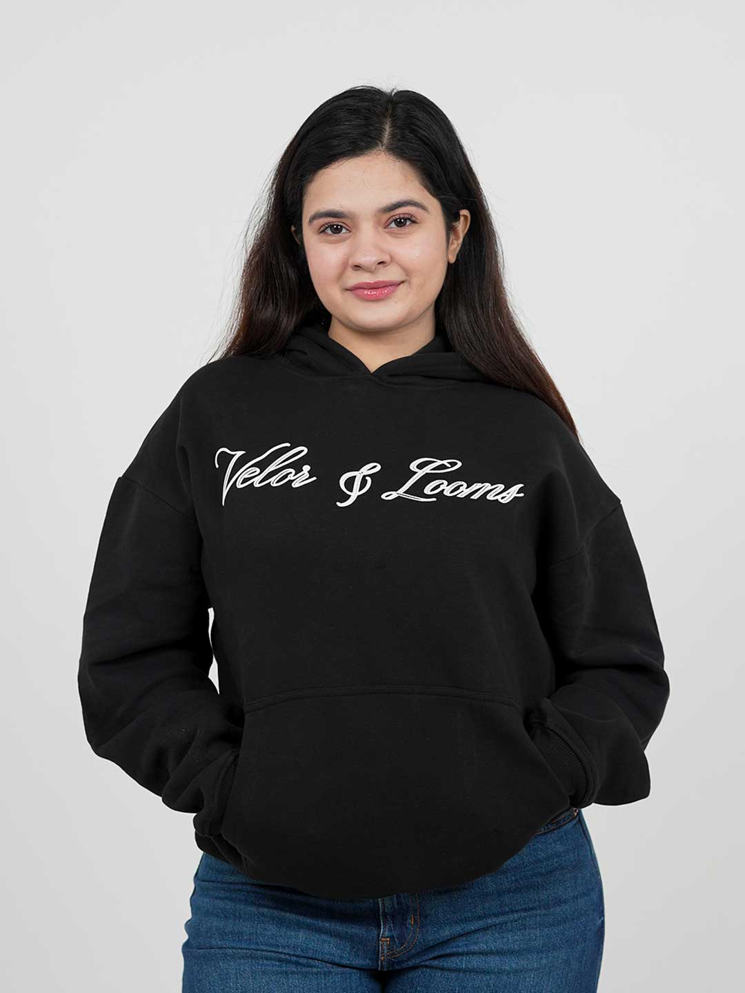 V&L Signature Black Oversized Hoodie | Premium Fleece
