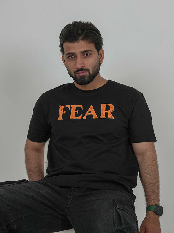 Fear Black Oversized Lion Graphic Tee | 220 GSM 100% Cotton