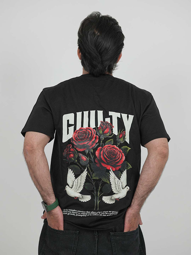 Guilty Black Oversized Graphic Tee | 220 GSM 100% Cotton