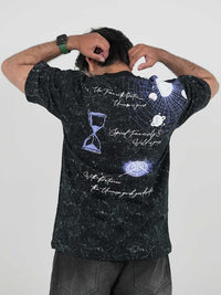 Planet Stone Wash Black Oversized Tee | 220 GSM 100% Cotton