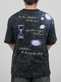 Planet Stone Wash Black Oversized Tee | 220 GSM 100% Cotton