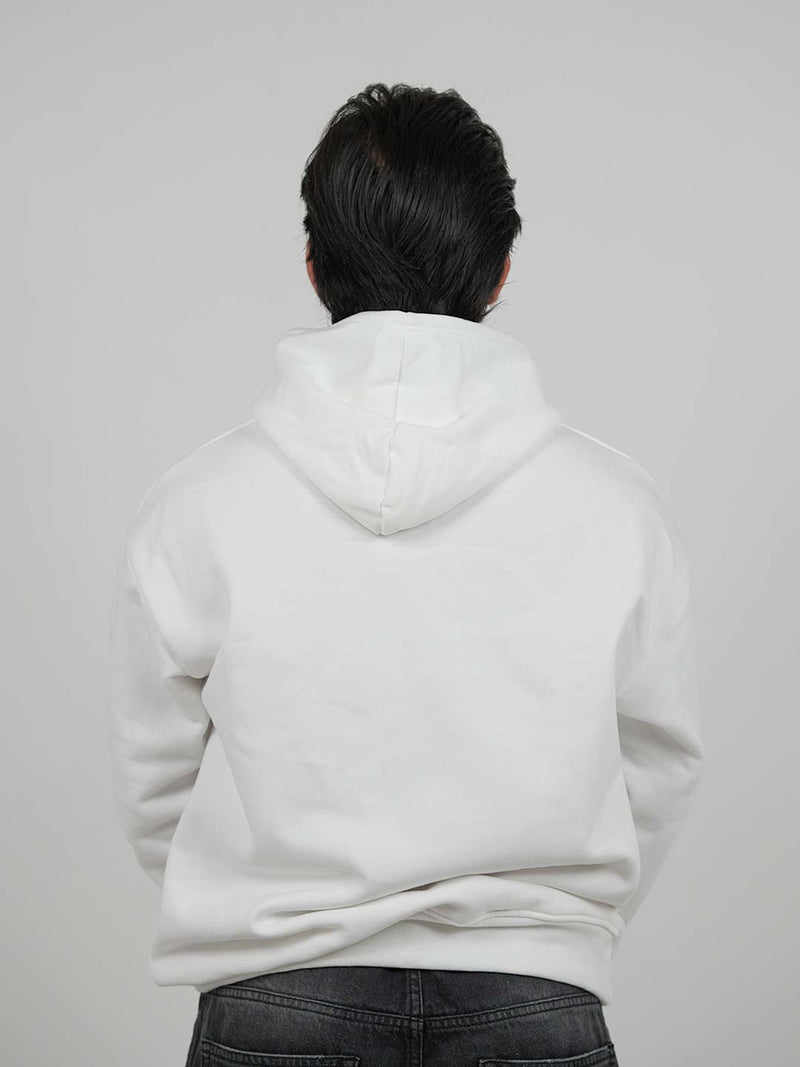 Velor & Looms Signature White Oversized Hoodie | Premium Fleece
