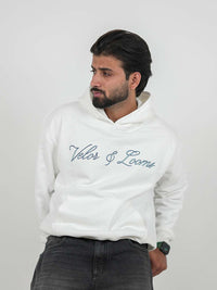 Velor & Looms Signature White Oversized Hoodie | Premium Fleece