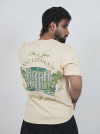 Yacht Club Cream Oversized Graphic Tee | 220 GSM 100% Cotton